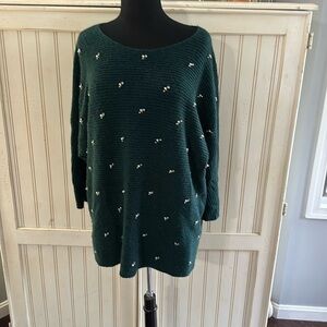 Lane Bryant Women’s Plus Size Emerald Green Wool Blend Embellished Sweater‎